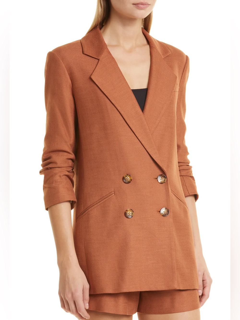 VERONICA BEARD Rupert Double Breasted Dickey Jacket Blazer Whisky Brown 8 EUC
